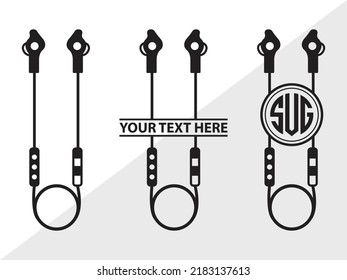 Ilustración de vectores impresos SVG de Earphones monograma