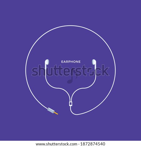 Earphones on indigo background. Isolated Vector Illustration