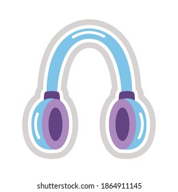 earphones sticker flat style ico vector illustration design