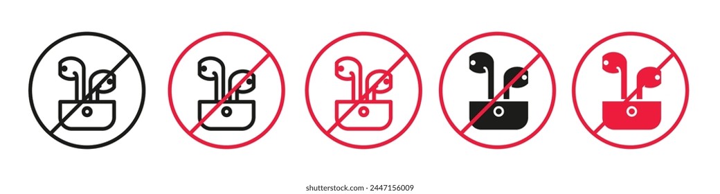 Earphones Usage Prohibition Icon for Sound Device Restrictions