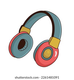 Kopfhörer. Vektorkopfhörerelement. Zubehör für Musik oder Spielkonzept. Stereo Ohrhörer für Online-Unterhaltung. Plakatdesign, Flyer, Website. Vektorgrafik