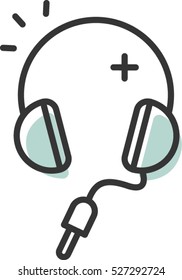 Earphones, vector, icon, button, music, sound, volume, headphones, audio, flat