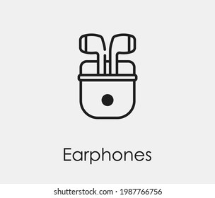 Icono del vector Earphones. Trazo editable. Símbolo en estilo de arte de línea para diseño, presentación, sitio web o elementos de aplicaciones, logotipo. Gráficos vectoriales de píxeles - Vector
