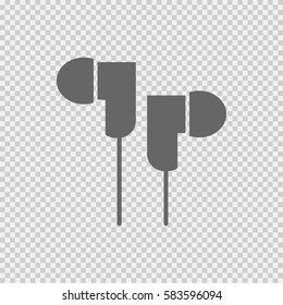Earphones vector icon eps 10. Simple isolated illustration on transparent background.
