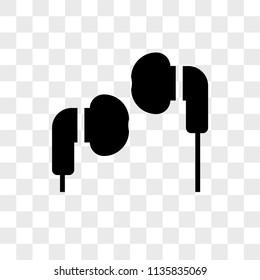 Earphones vector icon on transparent background, Earphones icon