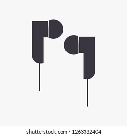 Earphones vector icon on white background, vector illustration 