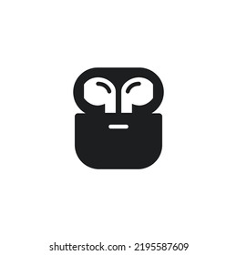 Earphones vector icon. Wireless headphones with case