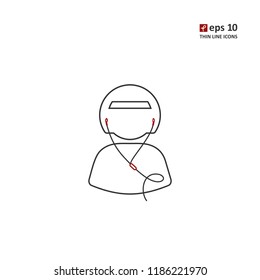 Earphones - vector thin line icon on white background. Symbol for web, infographics, print design and mobile UX/UI kit. Vector illustration, EPS10.
