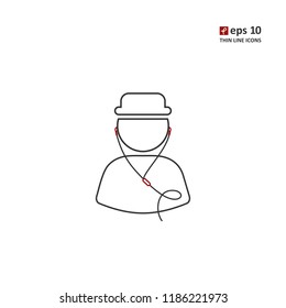 Earphones - vector thin line icon on white background. Symbol for web, infographics, print design and mobile UX/UI kit. Vector illustration, EPS10.