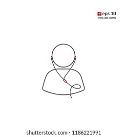 Earphones - vector thin line icon on white background. Symbol for web, infographics, print design and mobile UX/UI kit. Vector illustration, EPS10.