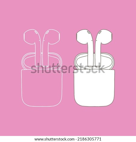 Earphones wireless with case. Audio Equipment for Music Listening.