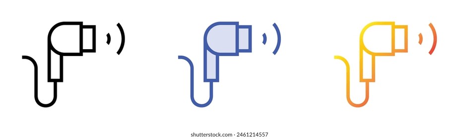 earpiece icon. Linear, Blue Fill and Gradient Style Design Isolated On White Background