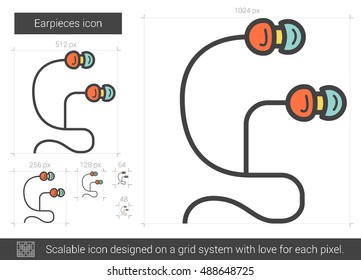 Icono de línea vectorial Earpieces aislado en fondo blanco. Icono de la línea Earpieces para infografía, sitio web o aplicación. Icono escalable diseñado en un sistema de cuadrícula.