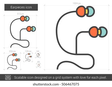 Icono de línea vectorial Earpieces aislado en fondo blanco. Icono de la línea Earpieces para infografía, sitio web o aplicación. Icono escalable diseñado en un sistema de cuadrícula.