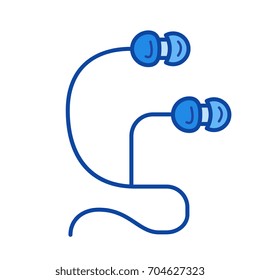 Earpieces vector line icon isolated on white background. Earpieces line icon for infographic, website or app. Blue icon designed on a grid system.