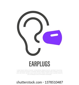 Earplug thin line icon. Remedy for insomnia. Vector illustration.