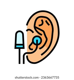 earplug usage audiologist doctor color icon vector. earplug usage audiologist doctor sign. isolated symbol illustration