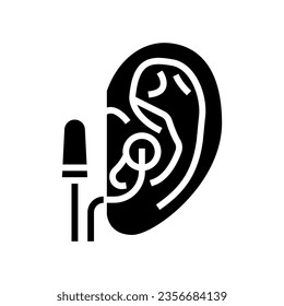 earplug usage audiologist doctor glyph icon vector. earplug usage audiologist doctor sign. isolated symbol illustration