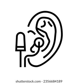 earplug usage audiologist doctor line icon vector. earplug usage audiologist doctor sign. isolated contour symbol black illustration