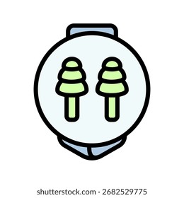 Tapones para los oídos en el icono de color de la caja. Signo de estilo simple de Vector aislado sobre fondo blanco.