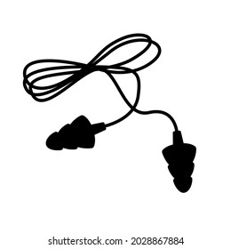Relleno negro del icono Earplugs. Ilustración plana vectorial de los tapones para los oídos, protección contra el ruido durante el sueño, trabajo