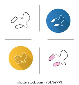 Earplugs icon. Flat design, linear and color styles. Isolated vector illustrations