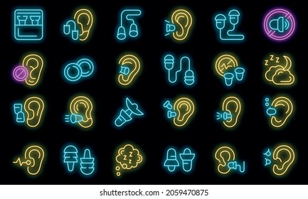 Earplugs icons set outline vector. Anti care device. Ear plug protection