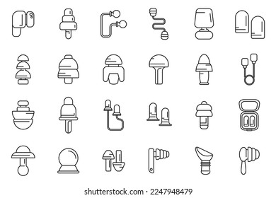 Earplugs icons set outline vector. Care device. Ear protection