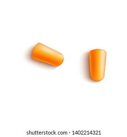 Earplugs for sound and noise protection mockup 3d vector illustration isolated on white background. Sleeplessness and insomnia treatment accessoire template.