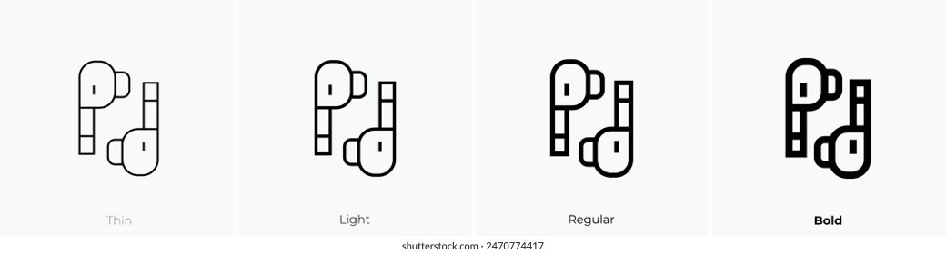 earpods icon. Thin, Light Regular And Bold style design isolated on white background