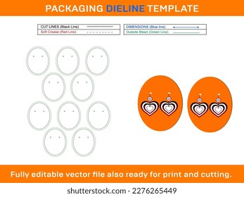 Earring Card, Dieline Template vector