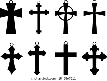 Earring Crosses Isolated on White Background