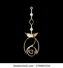 Earring Design. Cutout jewellery with leaves and flower. Template is suitable for creating fashion & charm women jewellery: earrings, necklace, bracelet or interior decor.