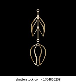 Earring Design. Cutout jewellery with leaves and flower. Template is suitable for creating fashion & charm women jewellery: earrings, necklace, bracelet or interior decor.