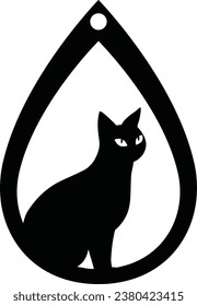 Earring Design, cutout jewelry with silhouette of cartoon black cat. Laser cut template, jewelry making.