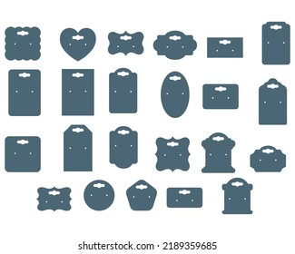 Earring display cards. Jewelry blank templates. Earring holders with holes. Vector set svg