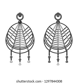 Earring Fashion flat technical drawing vector template