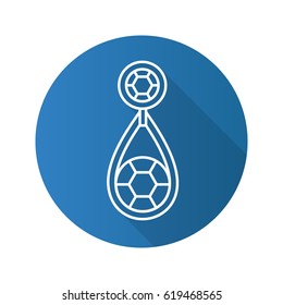 Earring with gemstone. Flat linear long shadow icon. Vector line symbol