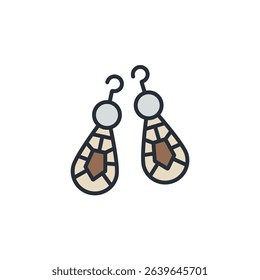 earring icons isolated on White Background. Flat style design