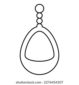 Ear-ring jewelry pendant earrings luxury bijou precious stone bijouterie adornment embellishment contour outline line icon black color vector illustration image thin flat style