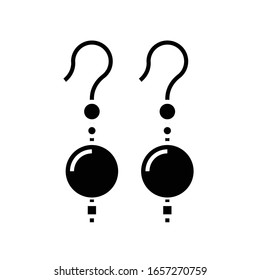 Earring jewerly black icon, concept illustration, vector flat symbol, glyph sign.