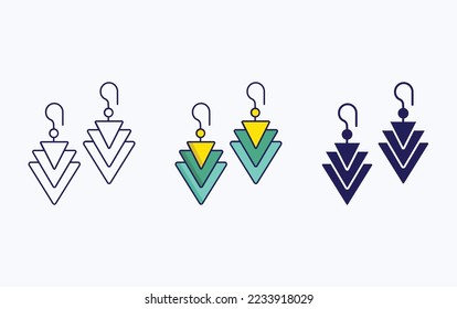 Earring line and glyph icon, vector illustration