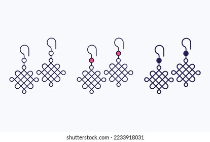 Earring line and glyph icon, vector illustration