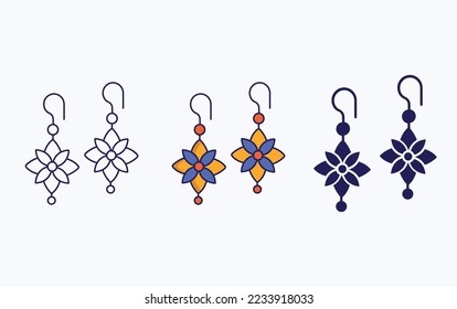 Earring line and glyph icon, vector illustration