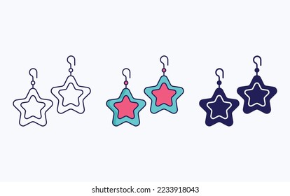 Earring line and glyph icon, vector illustration