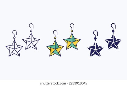 Earring line and glyph icon, vector illustration