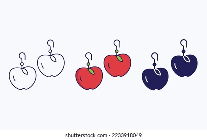 Earring line and glyph icon, vector illustration