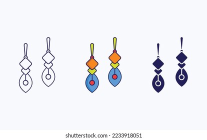 Earring line and glyph icon, vector illustration