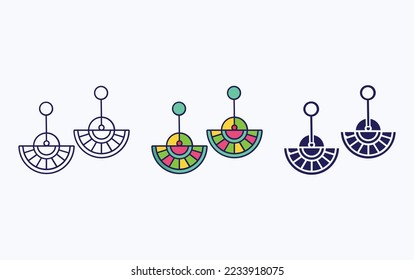 Earring line and glyph icon, vector illustration