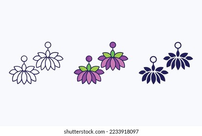 Earring line and glyph icon, vector illustration